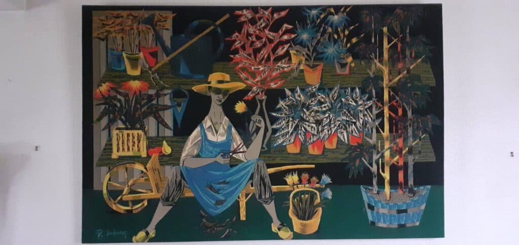 Estimation d’une tapisserie ancienne de Robert Debieve “Le fleuriste”