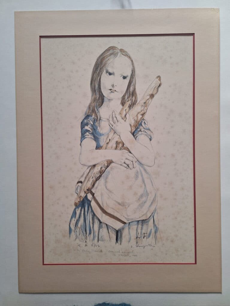 Estimation d’une lithographie de Foujita avec signes d’humidité mesurant 41cm en longueur et 57cm en hauteur