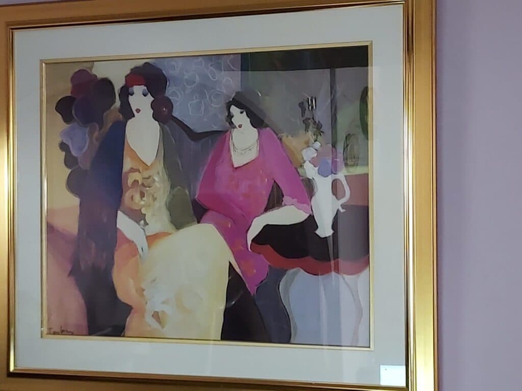 “Peinture postimpressionniste de Itzchak Tarkay: Portraits de Dames Modernes au Café”