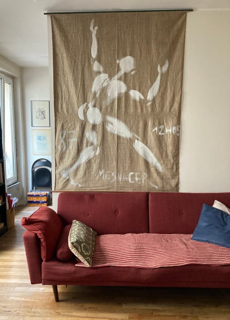 Estimation d’une toile de Mesnager, silhouette blanche, 1986 Estimation d’une toile de Mesnager, silhouette blanche, 1986