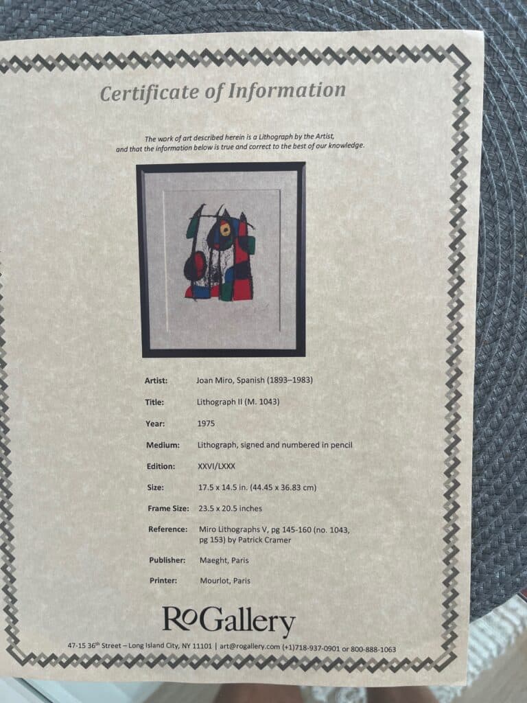 Estimation d’une lithographie signée de Joan Miro en édition limitée Estimation d’une lithographie signée de Joan Miro en édition limitée